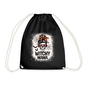Funny Skull Witchy Mama Halloween - Turnbeutel - Schwarz - Vorne