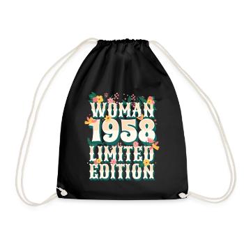Anniversaire Femme Née En 1958 Femme 65 Ans - Sac de sport léger - noir - Devant