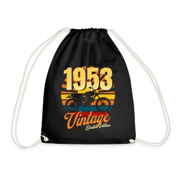 Motorrad Jahrgang 1953 Jubiläum 70 Jahre Biker - Turnbeutel - Schwarz - Vorne