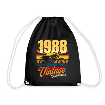 Motorrad Jahrgang 1988 Geburtstag 35 Jahre Biker - Turnbeutel - Schwarz - Vorne