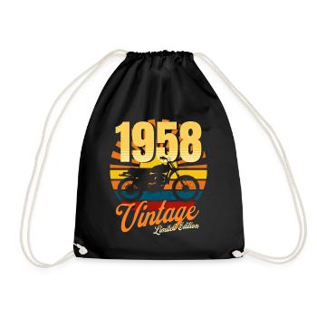 Motorcycle born in 1958 birthday 65 years biker - Drawstring Bag - black - Front