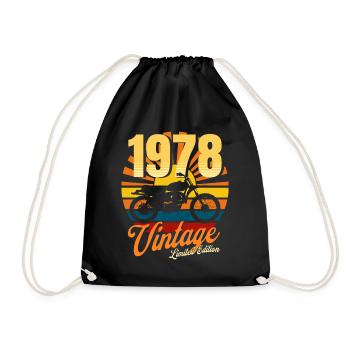 Motorcycle born in 1978 birthday 45 years biker - Drawstring Bag - black - Front