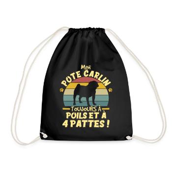 Style Vintage Chien De Compagnie Carlin Humour - Sac de sport léger - noir - Devant