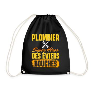 Plombier Super Héros Phrase Humoristique Plombier - Sac de sport léger - noir - Devant