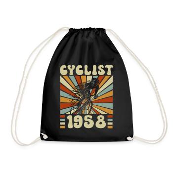 Cycling party born in 1958 65 years anniversary - Drawstring Bag - black - Front