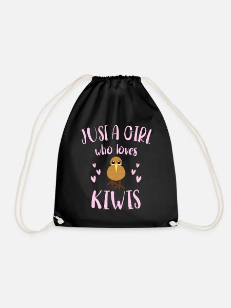 Girl who loves kiwis girl loves bird kiwi - Drawstring Bag - black