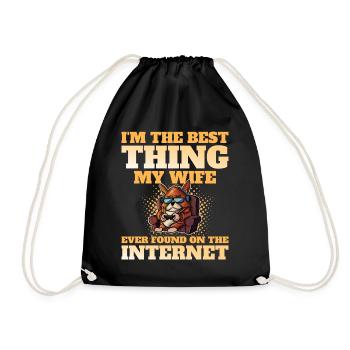 Found by my wife humor joke husband geek - Drawstring Bag - black - Front