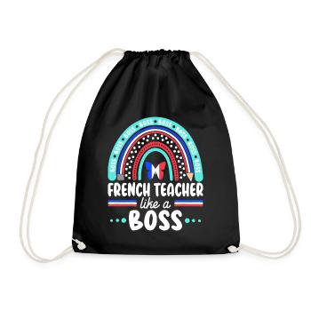 Humor French teacher As Boss Teacher - Drawstring Bag - black - Front