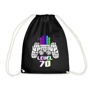 Geek Level 70 Anniversary Gamer 70 Years - Drawstring Bag - black - Front