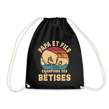 Papa Et Fils Champions Des Bêtises Papa Humour - Sac de sport léger - noir - Devant