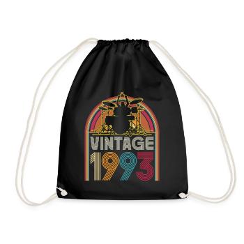 Vintage 1993 musician drummer 30 years anniversary - Drawstring Bag - black - Front