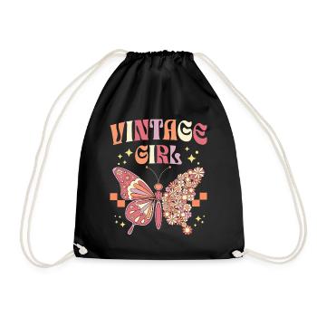 Woman mom retro style for vintage girl - Drawstring Bag - black - Front