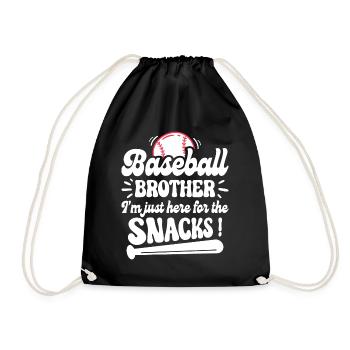 Humor brother supporter baseball - Drawstring Bag - black - Front