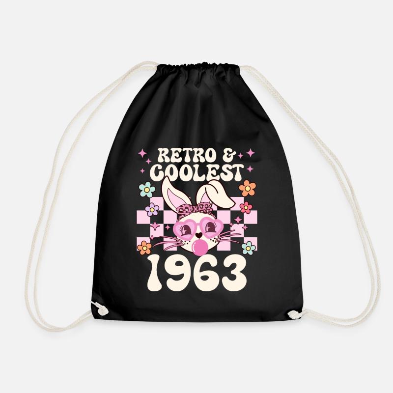 Retro cooles Mädchen geboren 1963 60 Jahre Jubiläum - Turnbeutel - Schwarz