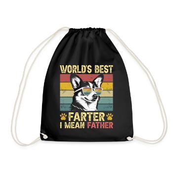 Vintage and Humorous Dog Daddy Dog Corgi - Drawstring Bag - black - Front