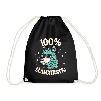 100% Lamatastischer Lama-Humor 100% Fantastisch - Turnbeutel - Schwarz - Vorne