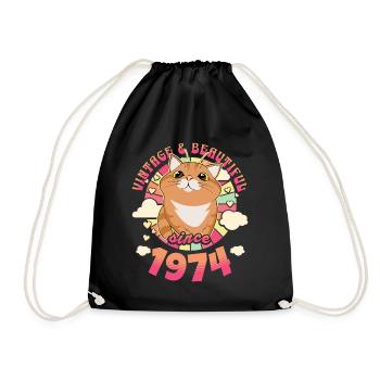 Gorgeous Vintage Woman 1974 50 Years Anniversary - Drawstring Bag - black - Front