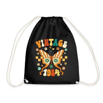 Retro Groovy 1984 Women 40 Year Old Birthday - Drawstring Bag - black - Front