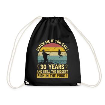 30 Years Fishermen Celebrates 30 Years Fisherman's Birthday - Drawstring Bag - black - Front