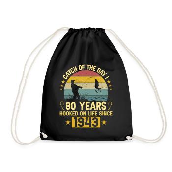 Anniversaire Pêcheur 1943 80 Ans Anniversaire - Sac de sport léger - noir - Devant