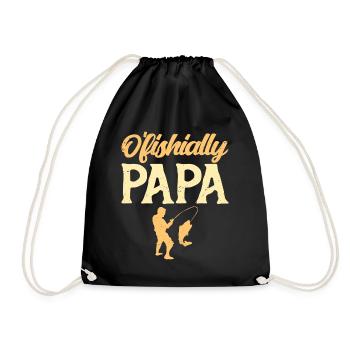 Soon Dad Ofishally Fisherman Dad Future Dad - Drawstring Bag - black - Front