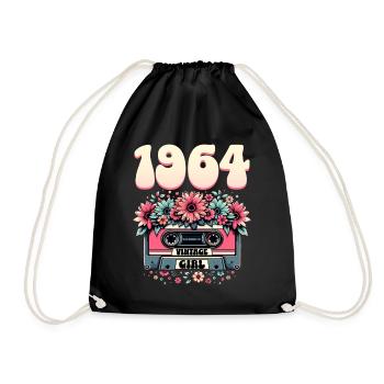 Cassette Année 1964 Anniversaire Femme 60 Ans - Sac de sport léger - noir - Devant