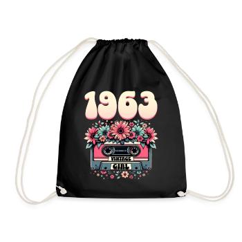 Cassette Année 1963 Anniversaire Femme 60 Ans - Sac de sport léger - noir - Devant