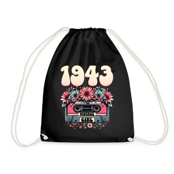 Cassette Year 1943 Birthday Woman 80 Years - Drawstring Bag - black - Front