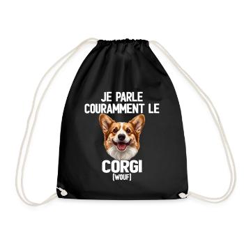 Parler Le Corgi Humour Chien - Sac de sport léger - noir - Devant