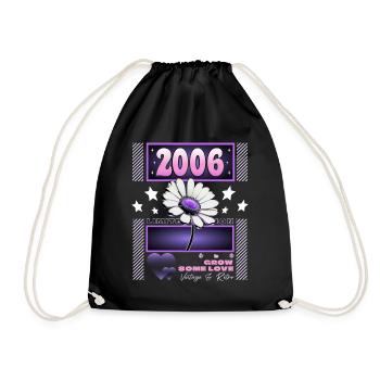 Retro Y2K Year 2006 Birthday Woman 18 Years Old - Drawstring Bag - black - Front