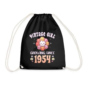 Vintage Year 1954 Birthday Woman 70 Years Old - Drawstring Bag - black - Front