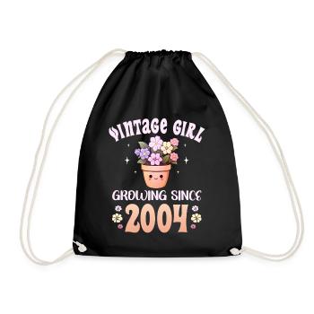 Vintage Year 2004 Birthday Woman 20 Years - Drawstring Bag - black - Front