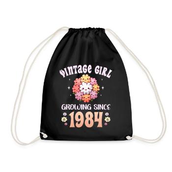 Vintage Year 1984 Anniversary Woman 40 Years - Drawstring Bag - black - Front