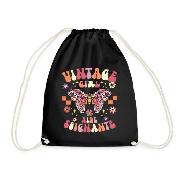 Fille Vintage Femme Aide Soignante - Sac de sport léger - noir - Devant