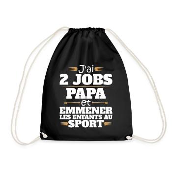 2 Jobs Papa Et Enfants Au Sport Humour Papa - Sac de sport léger - noir - Devant