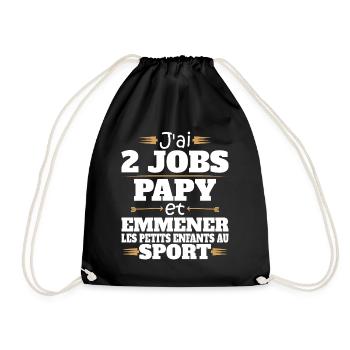 2 Jobs Papy Et Petits Enfants Humour Papy - Sac de sport léger - noir - Devant
