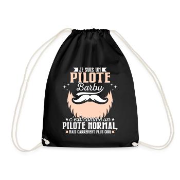 Barbe Humour Pilote Barbu - Sac de sport léger - noir - Devant