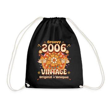 Vintage Year 2006 Birthday Woman 18 Years Old - Drawstring Bag - black - Front