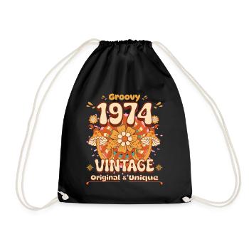 Vintage Année 1974 Anniversaire Femme 50 Ans - Sac de sport léger - noir - Devant