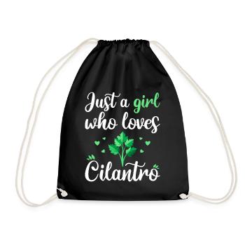 Humor Woman Girl Who Loves Cilantro - Drawstring Bag - black - Front