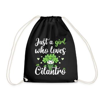 Humor Woman Girl Who Loves Cilantro - Drawstring Bag - black - Front