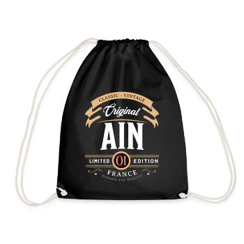 Vintage Ain Department France - Drawstring Bag - black - Front