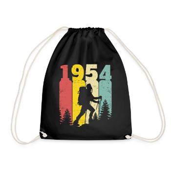 Retro Year 1954 Hiker 70 Years Anniversary - Drawstring Bag - black - Front
