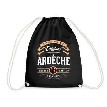 Vintage Ardèche Department France - Drawstring Bag - black - Front