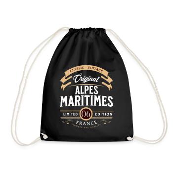 Vintage Alpes-Maritimes Departement Frankreich - Turnbeutel - Schwarz - Vorne