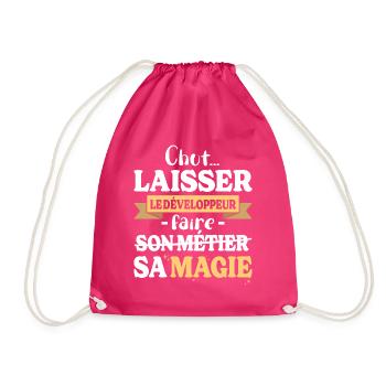 Developer Makes His Magic Humor Dev - Drawstring Bag - fuchsia - Front