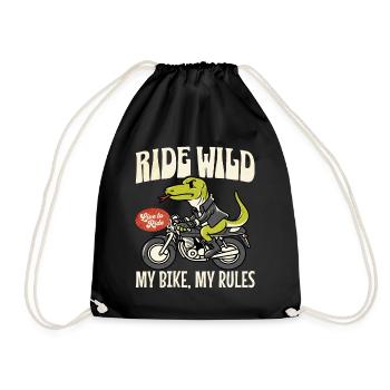 Humor Man Biker Fan Motorcycles - Drawstring Bag - black - Front