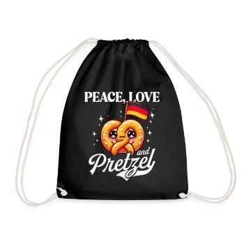 Peace Love Adores German Pretzel - Drawstring Bag - black - Front