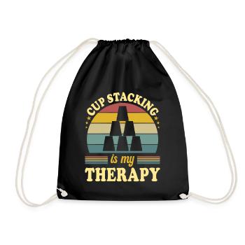Sport Stacking ist meine Therapie - Turnbeutel - Schwarz - Vorne