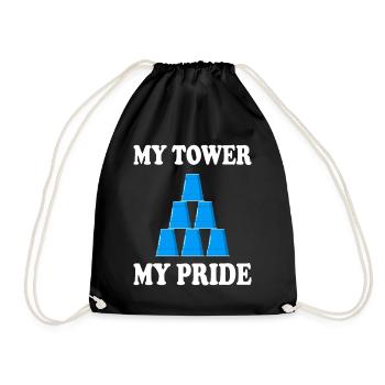 Cup Stacking Humor Sport Stacking - Drawstring Bag - black - Front